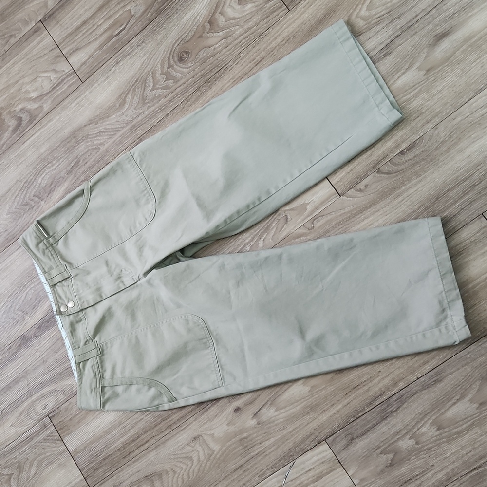 Caribbean Joe Let's Go Green Khaki Casual Cropped Pants Women's 12 EUC